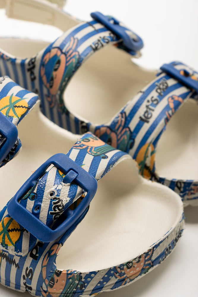 Double Strap Sandals Cream And Navy (2)