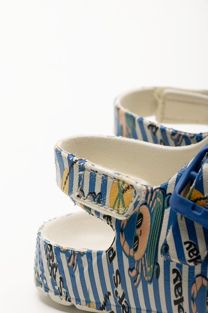 Double Strap Sandals Cream And Navy (3)