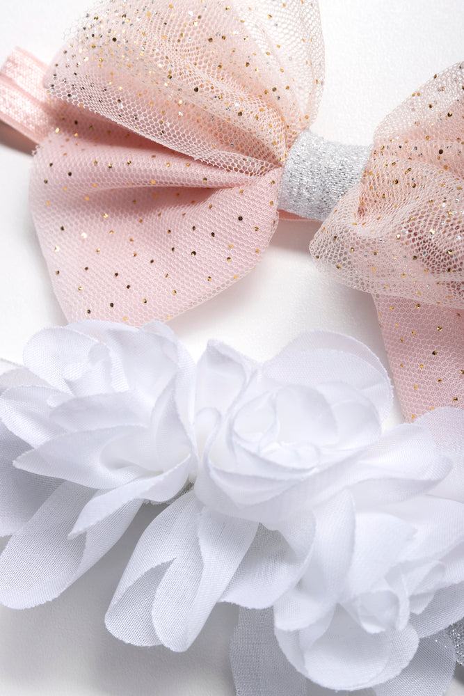 2 Pack Headbands Pink And White