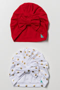 2 Pack Christmas Turbans White And Red