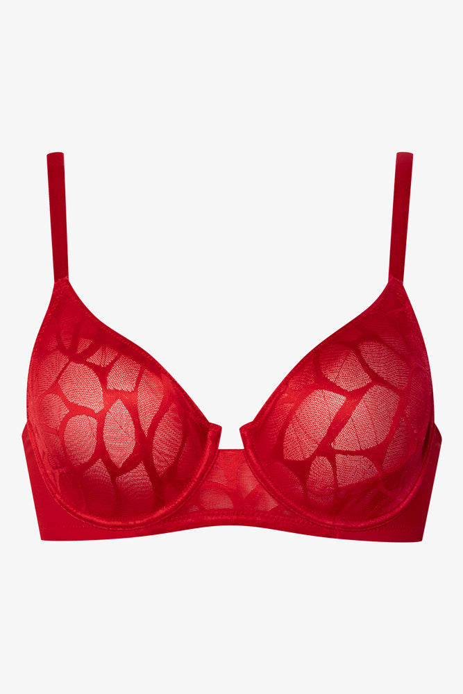 Mesh Underwire Bra Red (1)