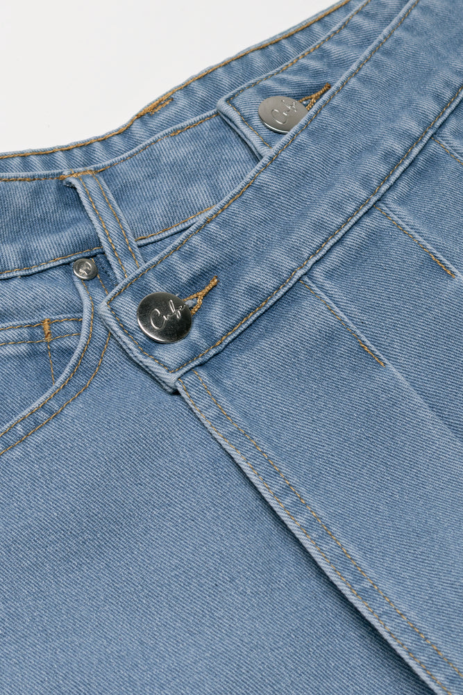 Denim Pleated Skort Light Blue