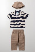3 Piece Shirt And Pants With Hat Set Natural And Black