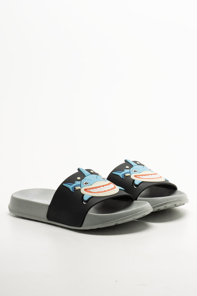 Shark Slides Grey And Navy