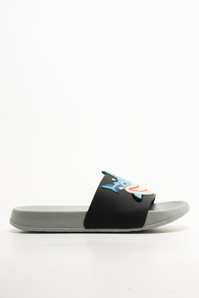 Shark Slides Grey And Navy
