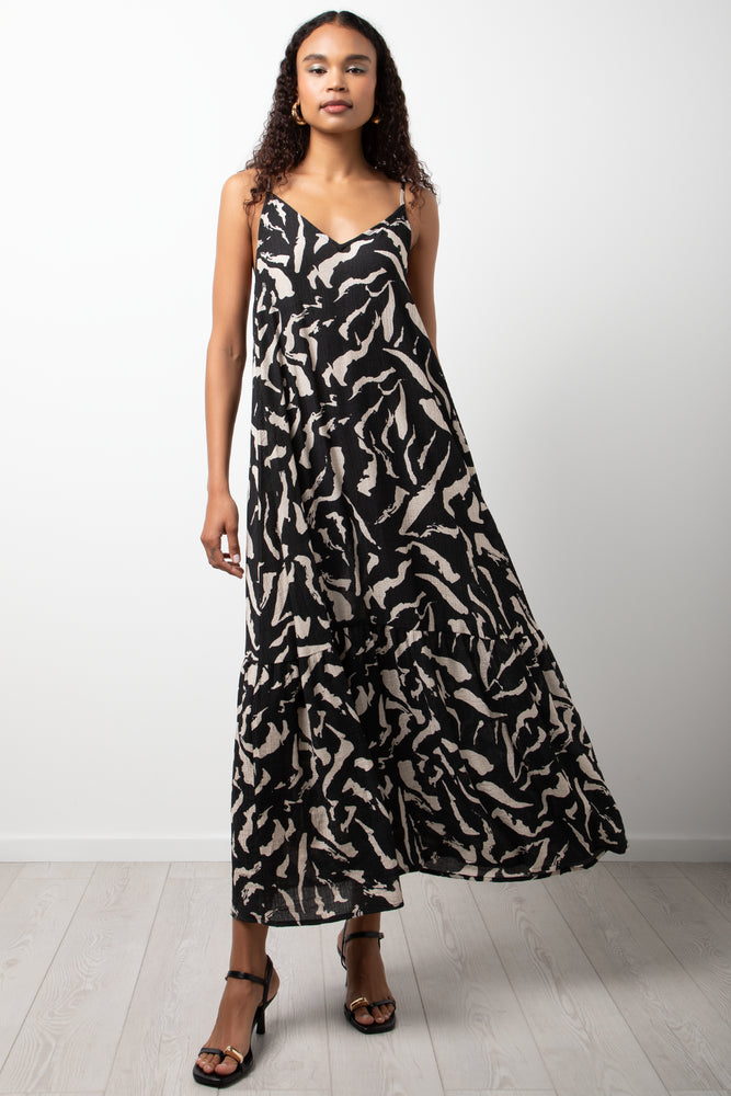 Textured Strappy Maxi Dress Black