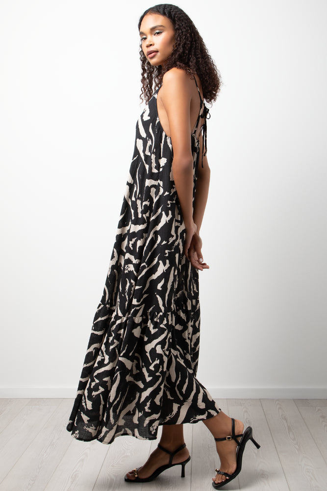 Textured Strappy Maxi Dress Black
