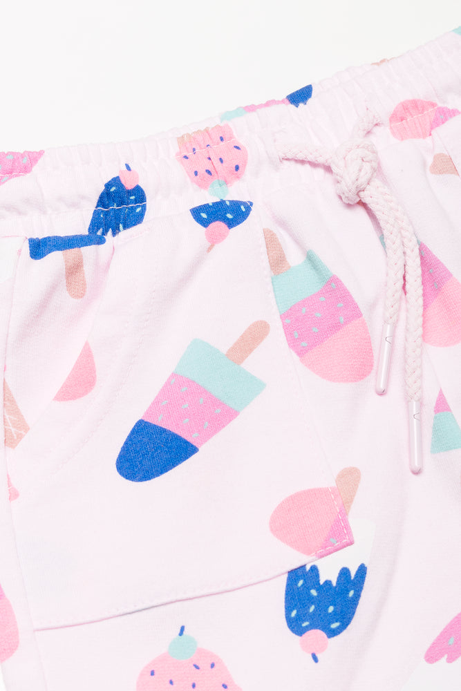 Ice Cream Fleece Shorts Pink
