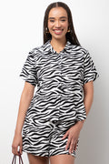Zebra Short Sleeve Shirt Black And White