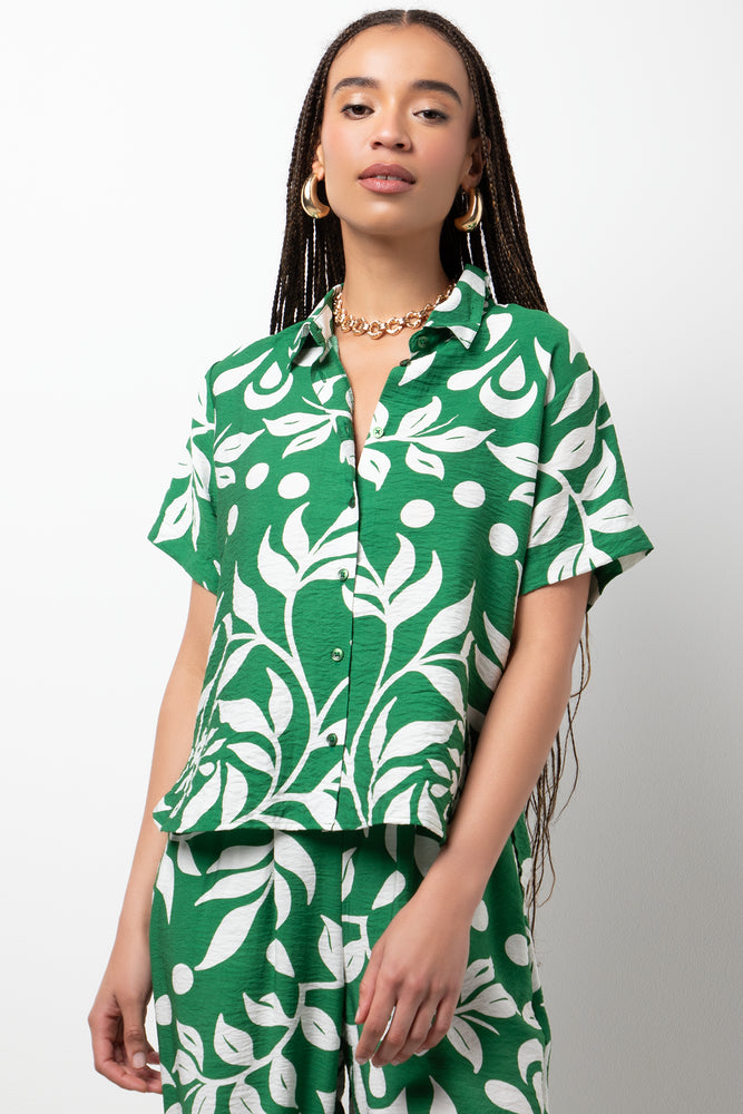 Short Sleeve Tropical Shirt Green