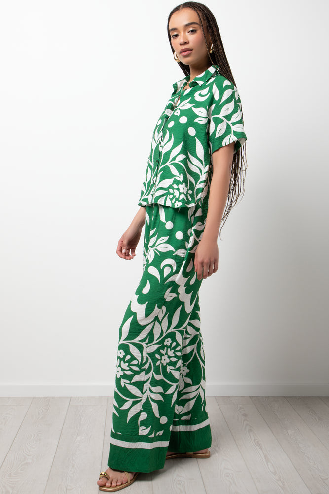 Short Sleeve Tropical Shirt Green