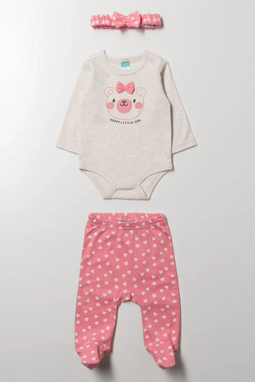 Bear Vest And Leggings Set Pink