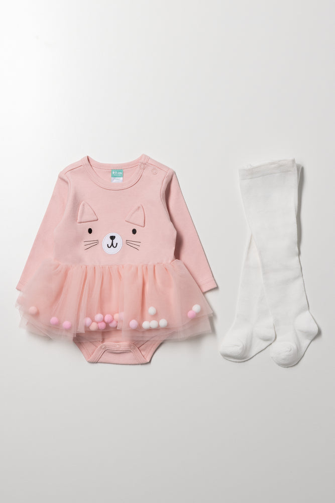 Cat Print Dress Pink
