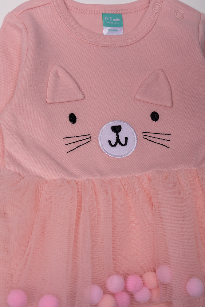 Cat Print Dress Pink (1)