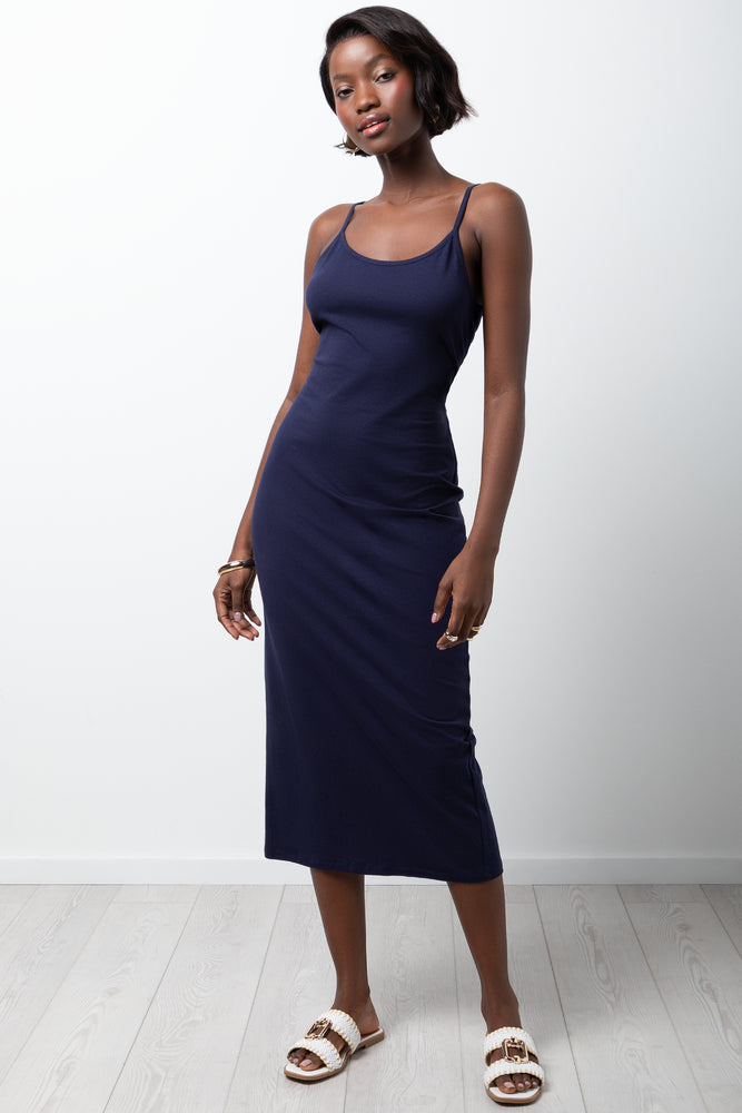 Strappy Bodycon Dress Navy