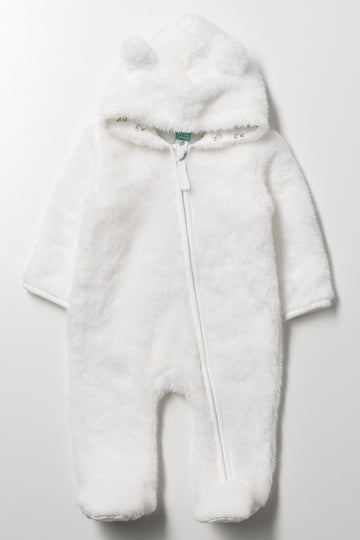 Fleece Babygrow White