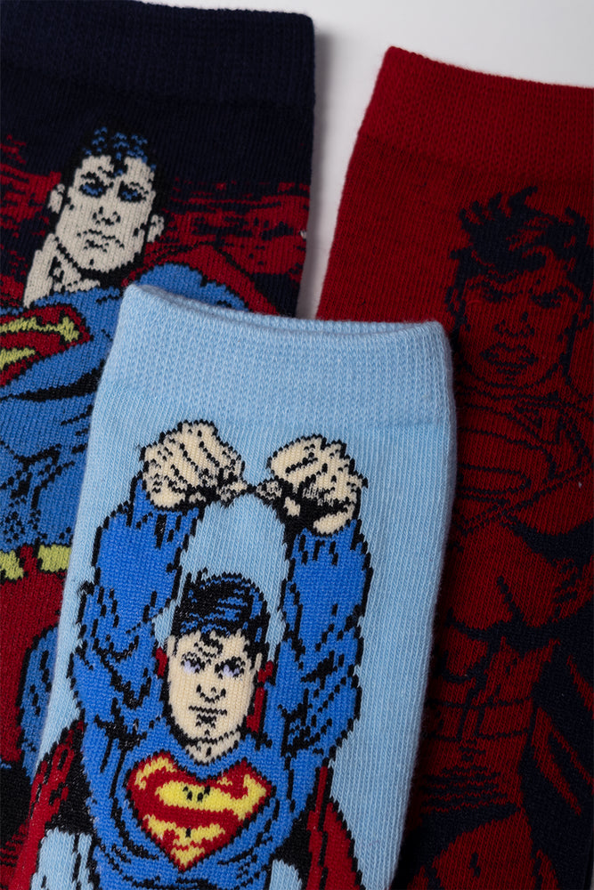 Superman 3 Pack Socks Navy