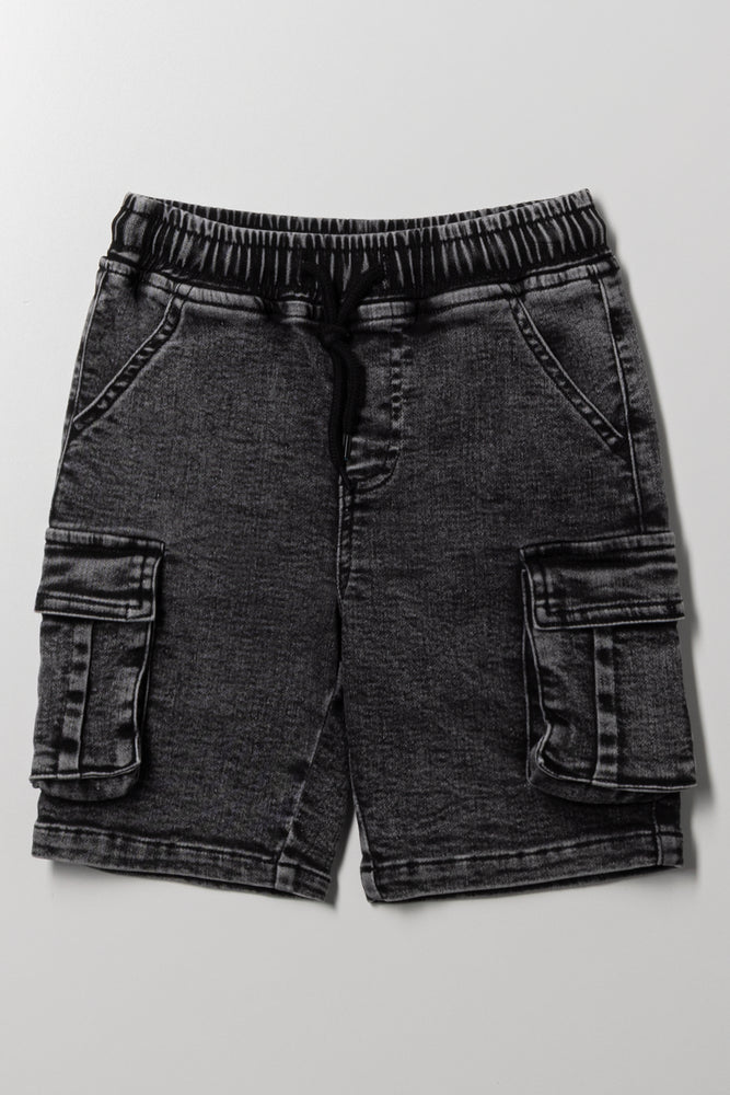Cargo Denim Shorts Dark Grey