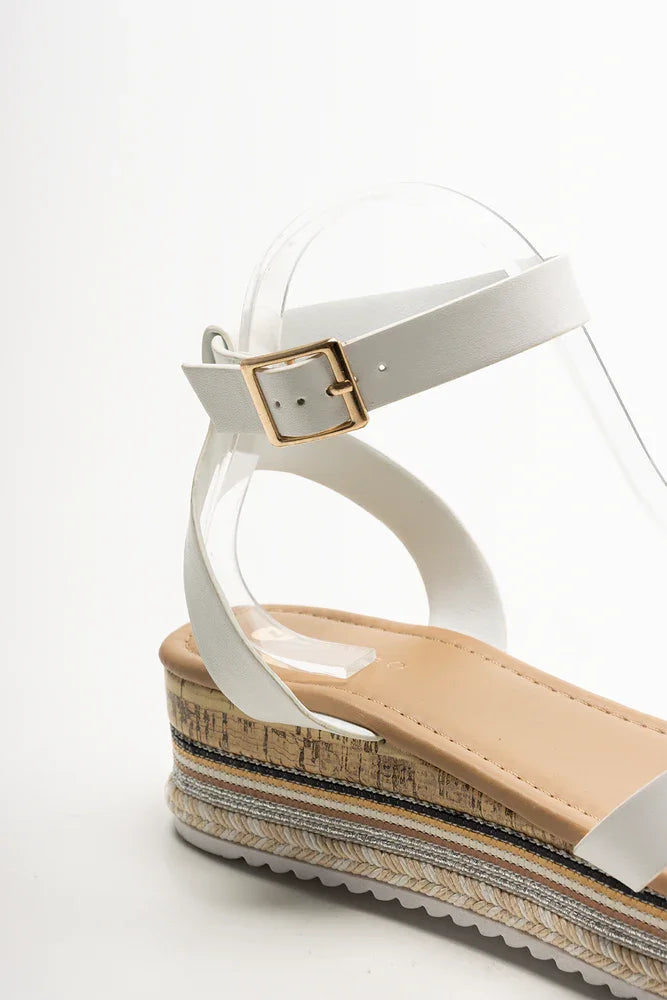 Espadrille Wedge Ankle Strap Sandals White (2)