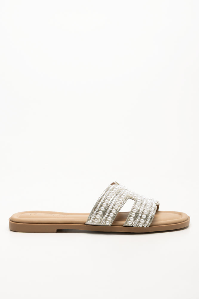 Pearl Mule Sandals Natural