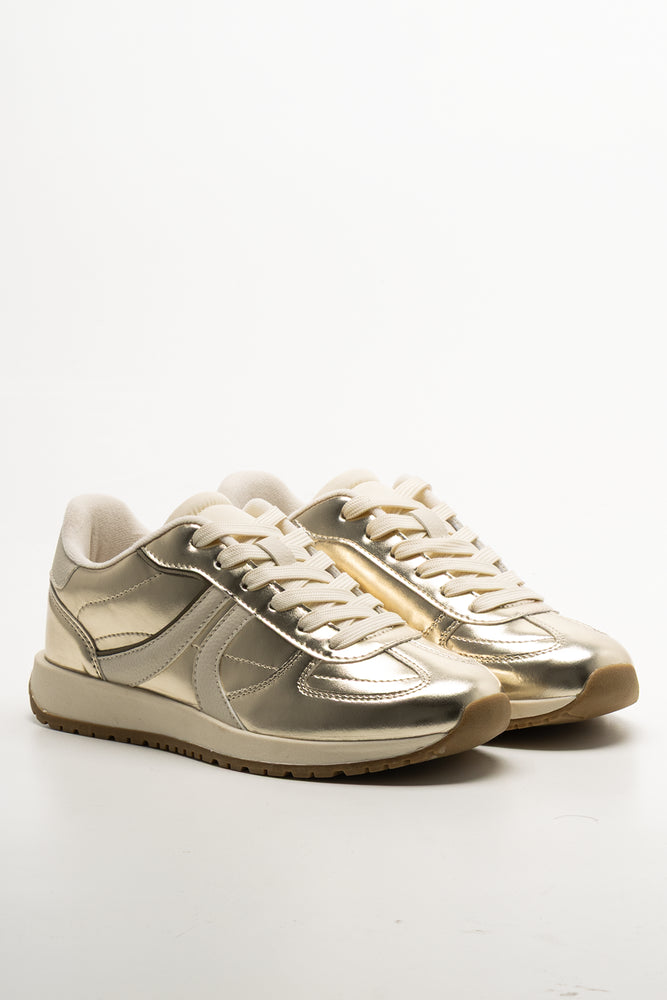 Metallic Retro Trainers Gold
