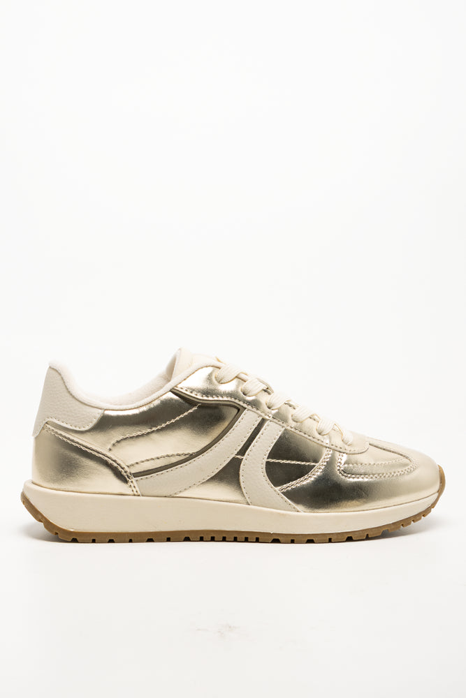 Metallic Retro Trainers Gold