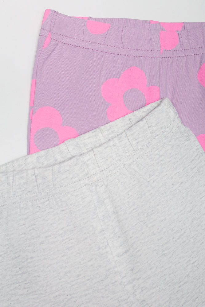 2 Pack Cycling Shorts Purple And Grey