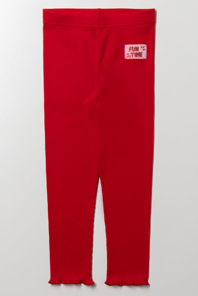 Rib Leggings Red