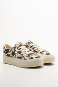 Platform Cow Print Sneakers Brown And Cream