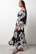 Leaf Off The Shoulder Three  Quarter Sleeve Top Black (1)