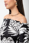 Leaf Off The Shoulder Three  Quarter Sleeve Top Black (3)