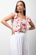 Sleeveless Frill Top Pink