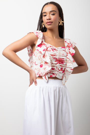 Sleeveless Frill Top Pink
