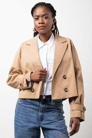 Cropped Trench Jacket Natural