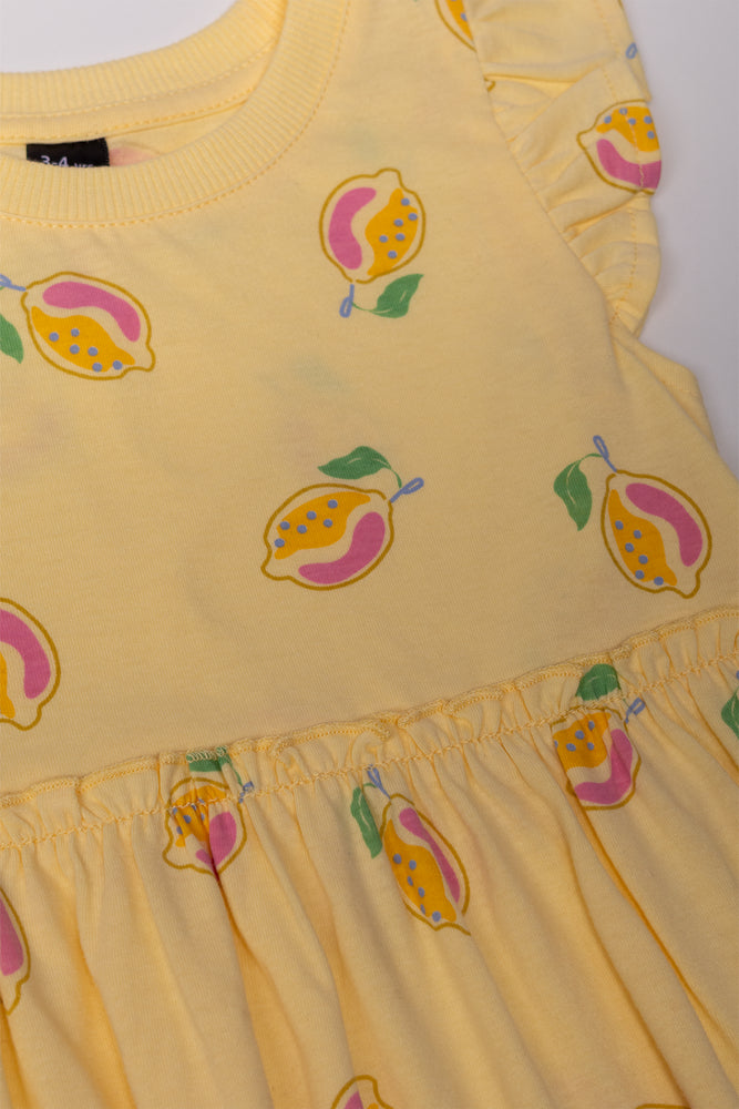 Lemon Print Dress Yellow