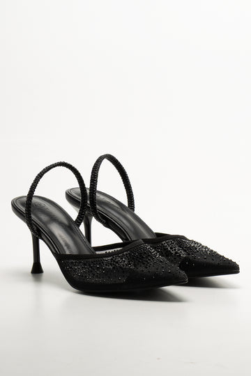 Mesh Pointy Heels Black