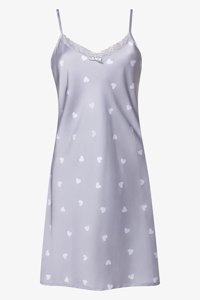 2 Pack Heart Satin Chemises Blue And Grey