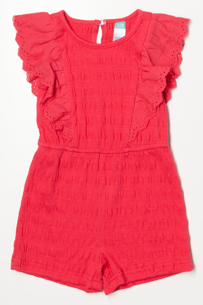 Frill Sleeve Jumpsuit Red