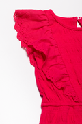 Frill Sleeve Jumpsuit Red (1)