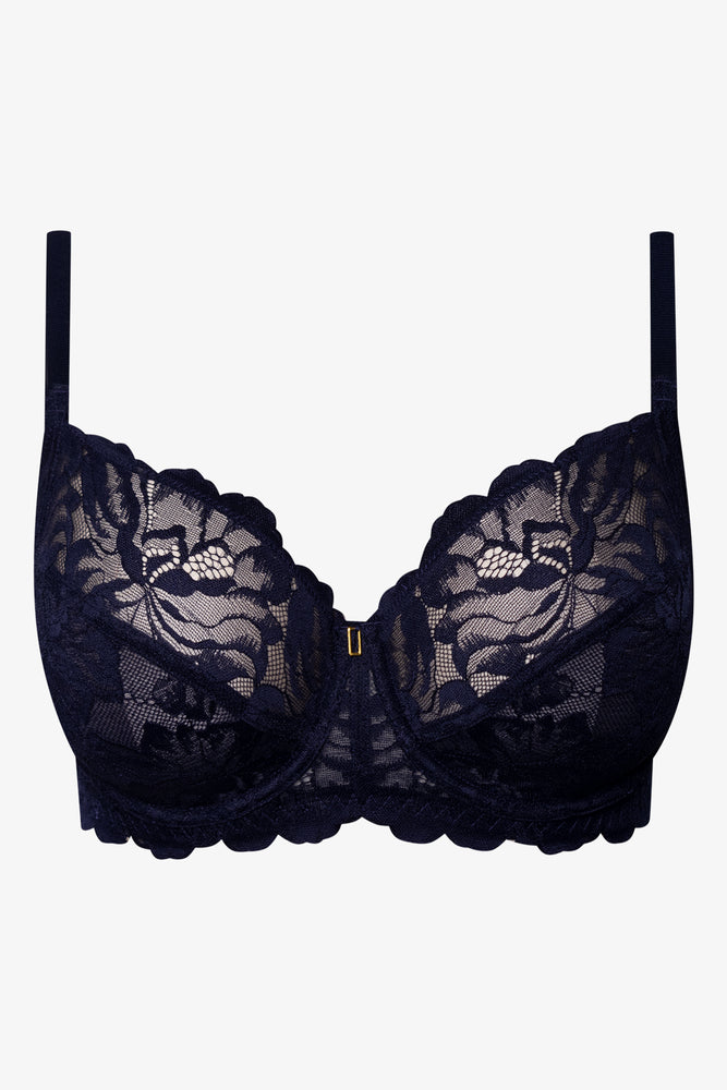 Plus Size 2 Pack Lace Non Padded Underwire Bras Navy And Blue (2)