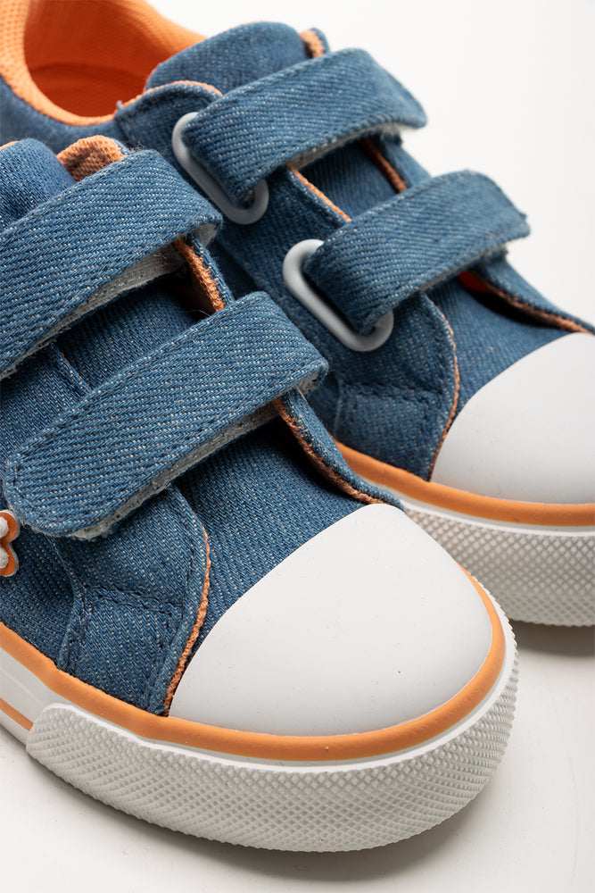 3D Flower Trim Denim Sneakers Blue (2)