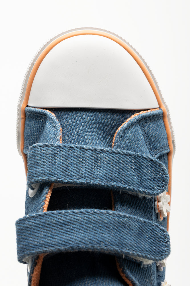 3D Flower Trim Denim Sneakers Blue (4)