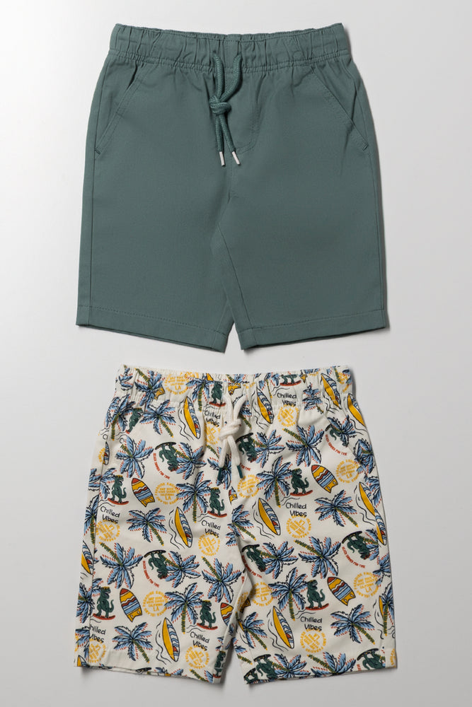 2 Pack Woven Shorts Green