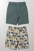 2 Pack Woven Shorts Green (2)