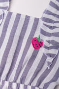 Stripe Short Frill Jumpsuit Blue And White (1)