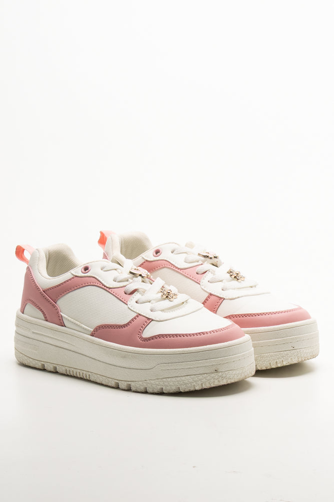Butterfly Charm Sneakers Pink And White