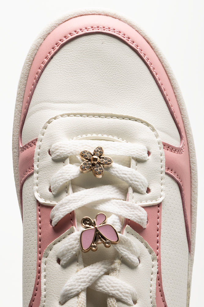 Butterfly Charm Sneakers Pink And White (4)