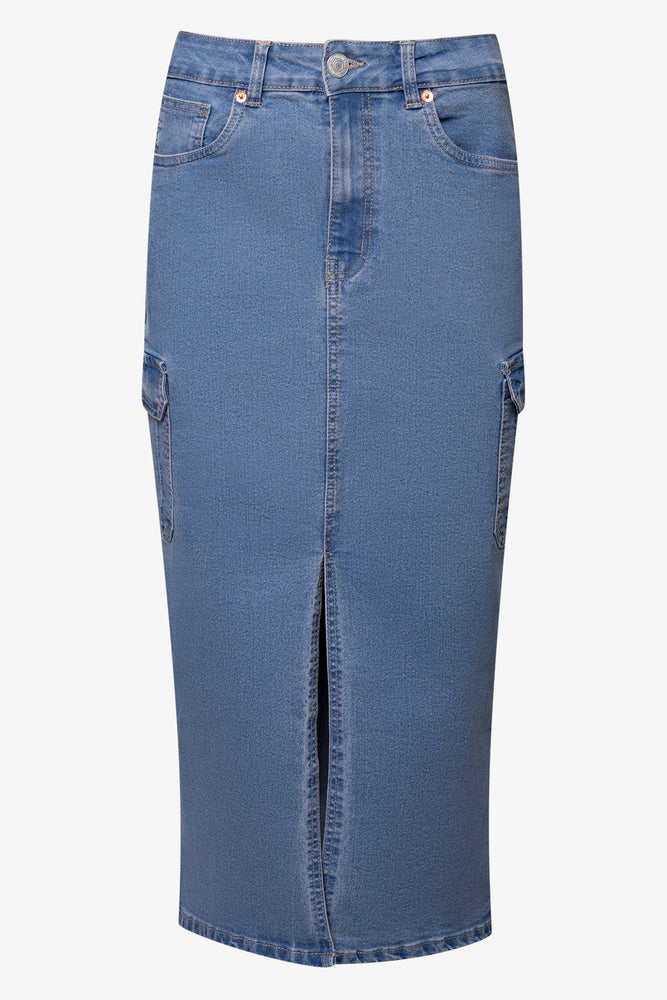 Utility Denim Skirt Blue