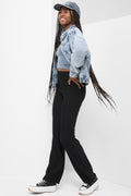 Flare Rib Leggings Black (1)