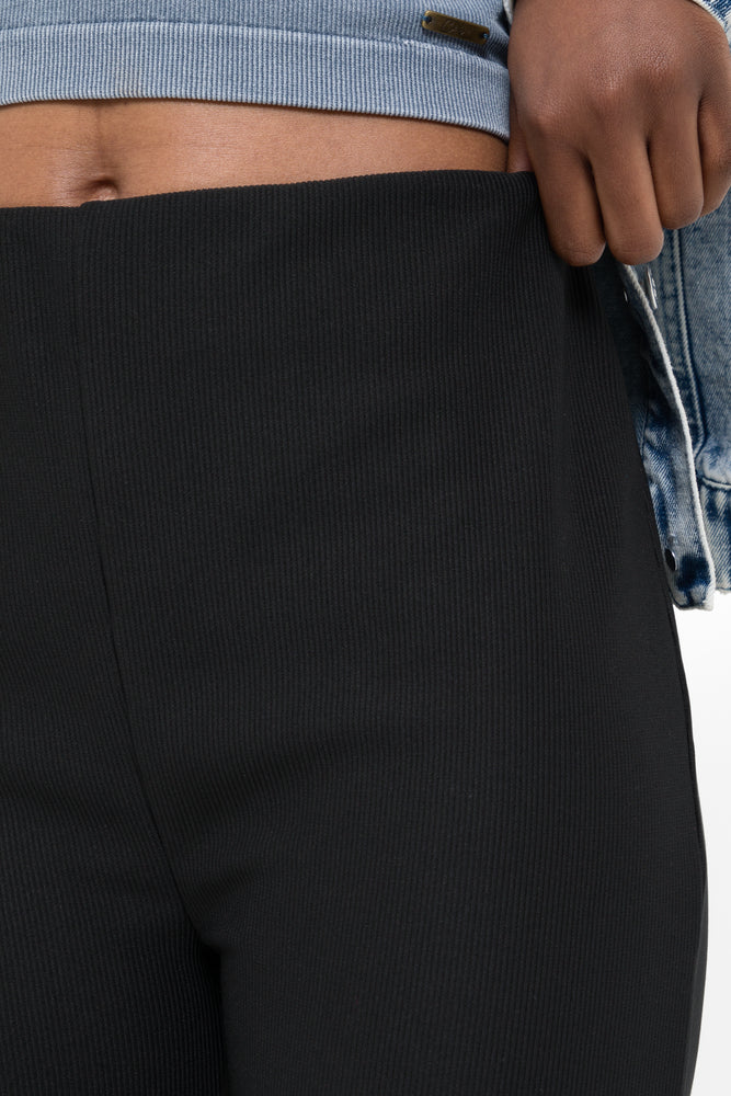 Flare Rib Leggings Black (3)